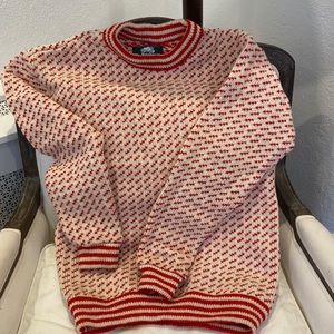 Vintage roots wool sweater.  Size medium.  Cream and red.